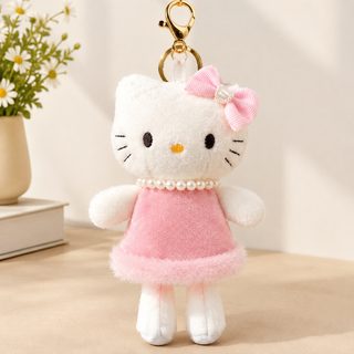 롱다리 고양이 봉제인형 키링 리본 가방 장식