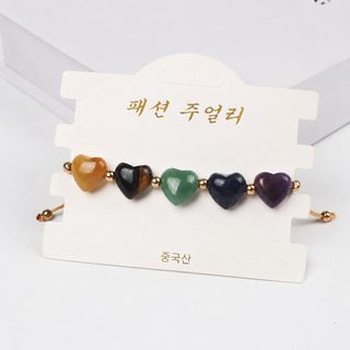 천연 크리스털 보헤미안 칠색 레트로 여성 하트 팔찌