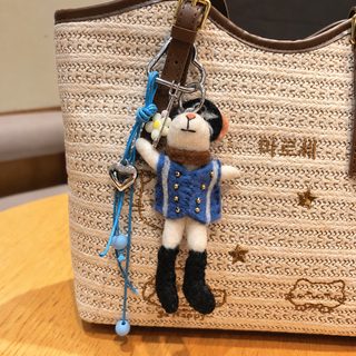한국계 ins 수제 양펠트 걸이 귀여운 쥐 가방 걸이 동물 열쇠고리 배낭걸이 선물 붐