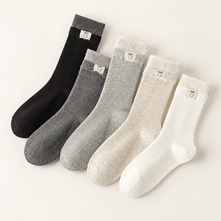 더블 나침반 양말 여자 가을 겨울 신상 중통 양말 일본계 리본 더미 양말 줄