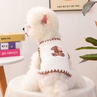 애완동물 옷 가을 겨울 신상 소형견 유견 쾌락 개 고양이 보온 편안 새 아이스크림 곰 조끼 양발옷