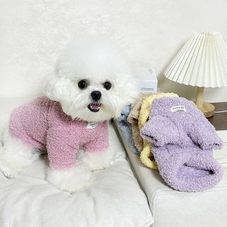 厂家批发宠物狗狗棉绒秋冬款两脚衣小体比熊博美加绒保暖简约绒衣