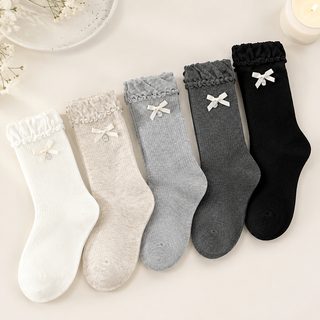 폭발적인 무골 레이스 롤리타 리본 레이스 중통 발레풍 miu 젖빛 면양말 양
