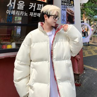 남성 겨울 체크 스탠드카라 누빔 솜패딩 점퍼 기모 보온 루즈핏 빅사이즈