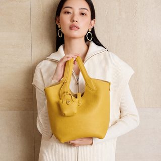 여성 천연 소가죽 바스켓 토트백 데일리 숄더 크로스 버킷백