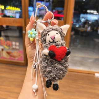 신형 새끼 양 miu 계 순수 수제 양 펠트 완제품 걸이 졸업 시즌 액세서리 열쇠고리 가방 걸이녀