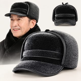 남성 겨울 인조밍크 귀달이 방한모 중장년 보온 모자