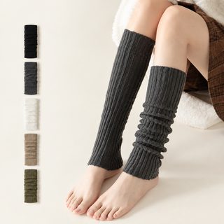 양말 커버 여자 더미 양말 종아리 양말 회색 순색 털털 두꺼운 커버 털실 양