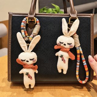 핸드메이드 패브릭 당근 토끼 키링 가방 장식 휴대폰 스트랩 인형 키홀더