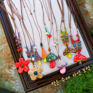 도자기 버섯 목걸이 여성 핸드메이드 경덕진 세라믹 펜던트 감성 액세서리