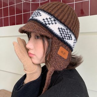 겨울 신상 빈티지 자카드 니트 귀보호대 자녀 라이딩 스키 방한 보온 털모