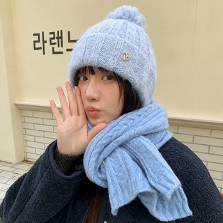 한국판 비니 여자 가을 겨울 잘 어울려 얼굴 작은 포두모 두꺼운 털실 보온