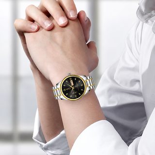 WLISTH 월리스 남성 석영 손목시계 스테인리스 스틸 달력 야광 30M 방수 클래