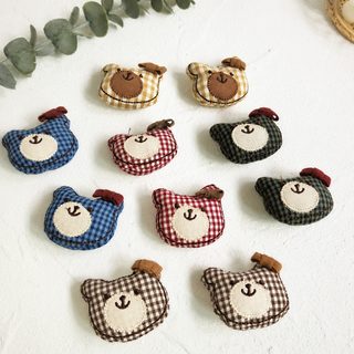 공장 도매 충전 면 리본 격자 곰 부품 diy 복식 천예 만화 자수 반제품 부자