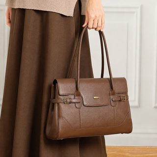 여성 천연 소가죽 대용량 토트백 37cm 빈티지 출근 숄더백