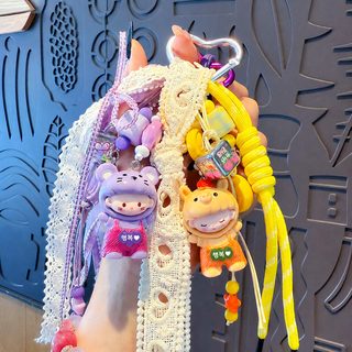 DIY 십이지신 동물 헤드커버 손목 스트랩 키링 MIU 스타일 가방 장식 귀여운
