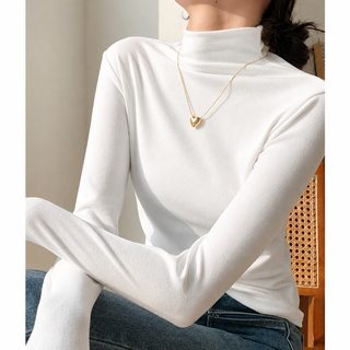 여성 반하이넥 마이크로기모 무봉제 슬림핏 이너 티셔츠 가을 겨울 보온 긴