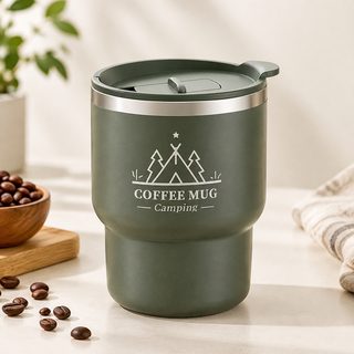 304 스테인리스 뚜껑 커피 텀블러 400ml 캠핑 사무실 휴대용 컵