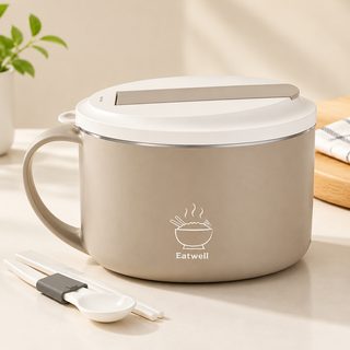 304 스테인리스 물빠짐 뚜껑 손잡이 라면그릇 수저세트