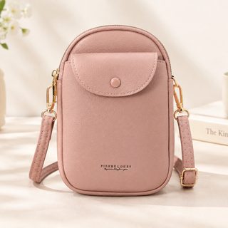 여성 PU 세로형 휴대폰 미니 크로스백 지퍼 포켓