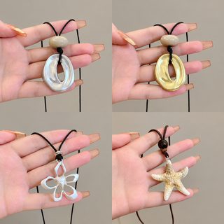 여성 롱 불규칙 펜던트 목걸이 기하학 쇄골 체인 니트 목걸이 데일리 액세