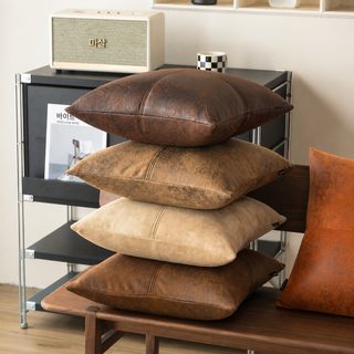 빈티지 스웨이드 소파 쿠션 커버 거실 등받이 쿠션 45×45 50×50cm 솜 포함 선
