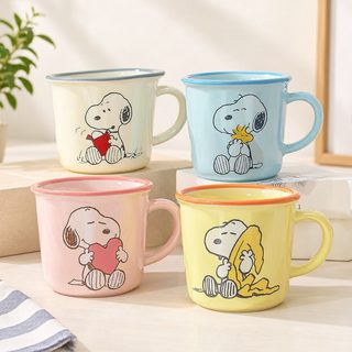 카툰 강아지 도자기 머그컵 340ml 손잡이 컬러 선물컵