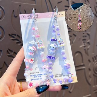 DIY 도파민 헬로키티 비즈 휴대폰 스트랩 자동차·가방 키링 열쇠고리 장식