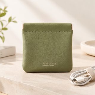 자동 닫힘 PU 미니 파우치 이어폰 케이블 립스틱 동전 수납