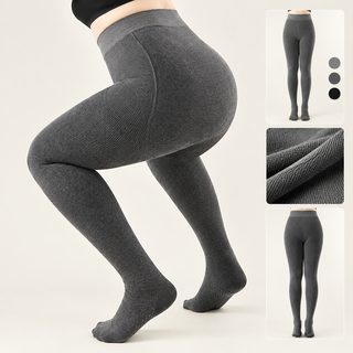 여성 빅사이즈 그레이 세로줄무늬 레깅스 130~400g 기모 겨울 보정 힙업 팬츠