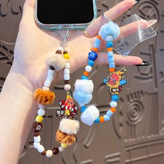 창의력 diy 별사람 진주 털공 핸드폰 체인 걸이 귀여운 수제 진주 가방 열쇠