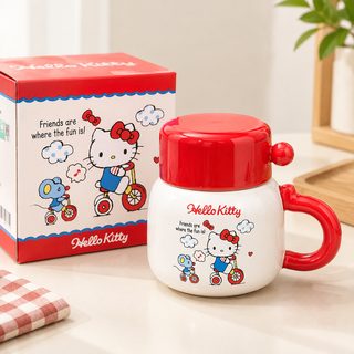 캐릭터 도자기 머그컵 뚜껑 손잡이 430ml 전자레인지 사용 가능