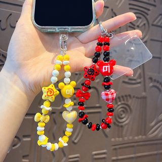 핸드메이드 diy 미키 머리 진주 핸드폰 체인 걸이 귀여운 소녀심 자동차 열쇠고리 가방 작은 걸이