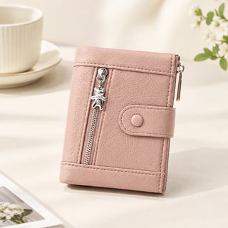여성용 PU 인조가죽 다중 카드 수납 지퍼 반지갑