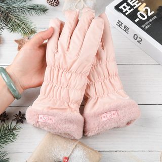 겨울 장갑 여자 귀엽다 기모 두껍다 학생 자전거 운전 한국판 스키 피부감