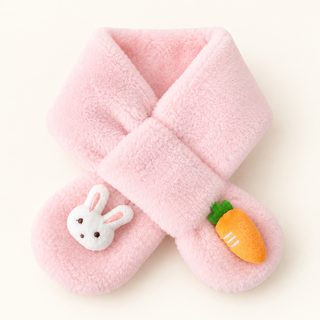 아동 겨울 방한 목도리 토끼 당근 장식 보송한 퍼 머플러