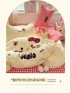 ins 만화 순면 수건 수 4종 세트 이불 시트 학생 기숙사 3종 세트 a류 전면 침