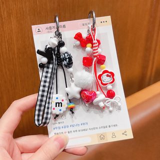 DIY 폼폼 비즈 휴대폰 스트랩 키링 귀여운 가방 장식 인형 장식고리