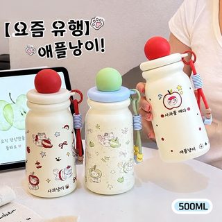 큰절 캐릭터 316 스테인리스 보온 텀블러 520ml 대용량 휴대용 물컵 빨대형