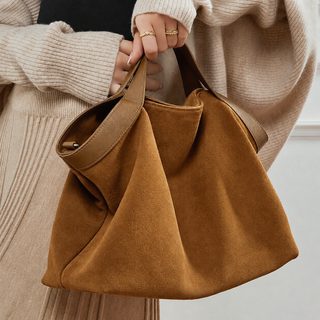 2026 신상 배색 레트로 소가죽 대용량 토트백 여성 출퇴근 크로스 숄더백 35×