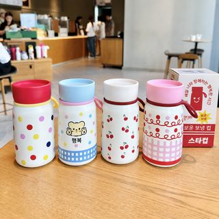 350ml 여성용 폴카도트 휴대용 진공 보온 텀블러