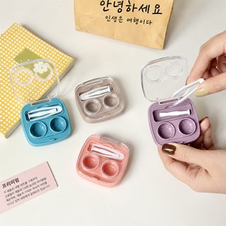 휴대용 콘택트렌즈 케이스 컬러렌즈 보관함 원터치 플립커버 투명 심플 렌