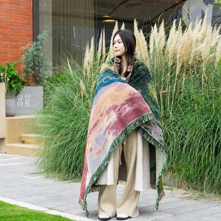 크로스보더 대외무역 캠핑 담요 방습 피크닉 매트 자카드 벽걸이 담요 ins