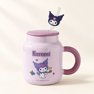 正品三丽鸥马克杯精美彩盒带盖带吸管杯子卡通图案高颜值陶瓷水杯