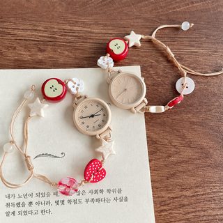 ins풍 귀여운 진주 꿰미 석영 시계 여학생 절친 형 소중 디자인 심플 백합 소