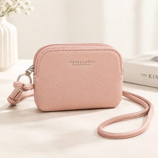 여성용 PU 미니 크로스백 동전지갑 이어폰 수납 파우치