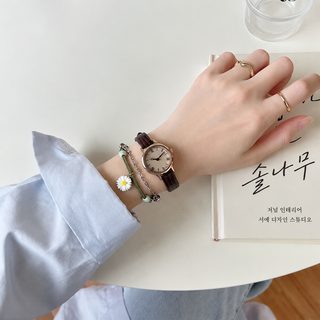 벤디안 여성용 빈티지 쿼츠 시계 로마 숫자 인조가죽 스트랩 학생용 데일리