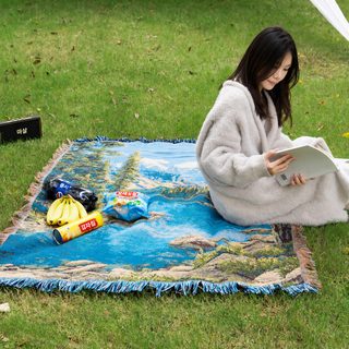 현대 풍경화 장식 자카드 벽걸이 담요 야외 캠핑 담요 사계절 공용 일편식