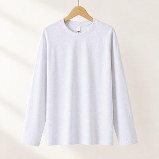 가을/겨울 신상 220g 중량 순면 래글런 긴팔 티셔츠 여성 루즈핏 원색 라운드 레깅스 커플 상의