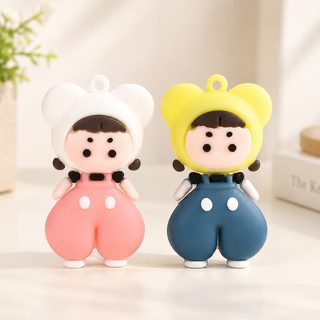 멜빵바지 소녀 캐릭터 신발 장식 참 키링 DIY 부자재